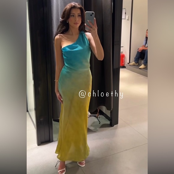 Zara ASYMMETRICAL SATIN EFFECT TIE DYE DRESS - Picture 8 of 13